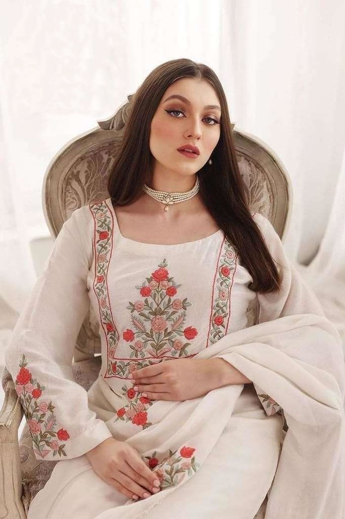 Heavy Faux Georgette Kurta Pant And Dupatta :3 piece suit(top,bottom&dupatta)