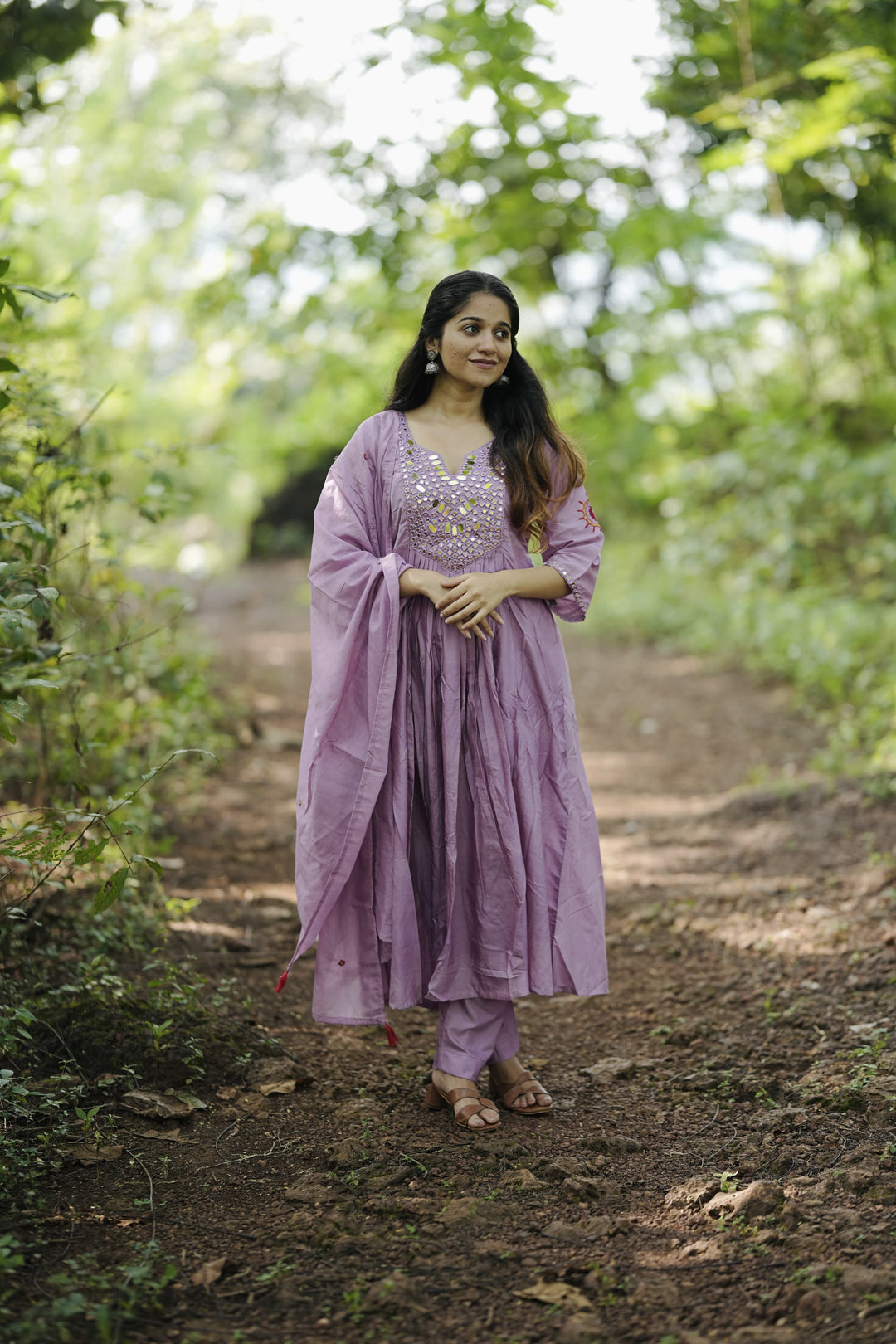 Mal Soft Chanderi Silk Pakistani Naira Style Flared Suit Set :3 piece suit(top,bottom&dupatta)