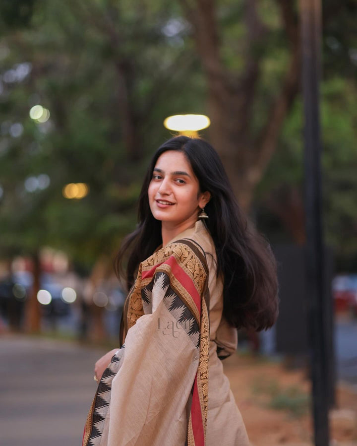 Hand Zari Weaving South Cultural Prints :3 piece suit(top,bottom&dupatta)
