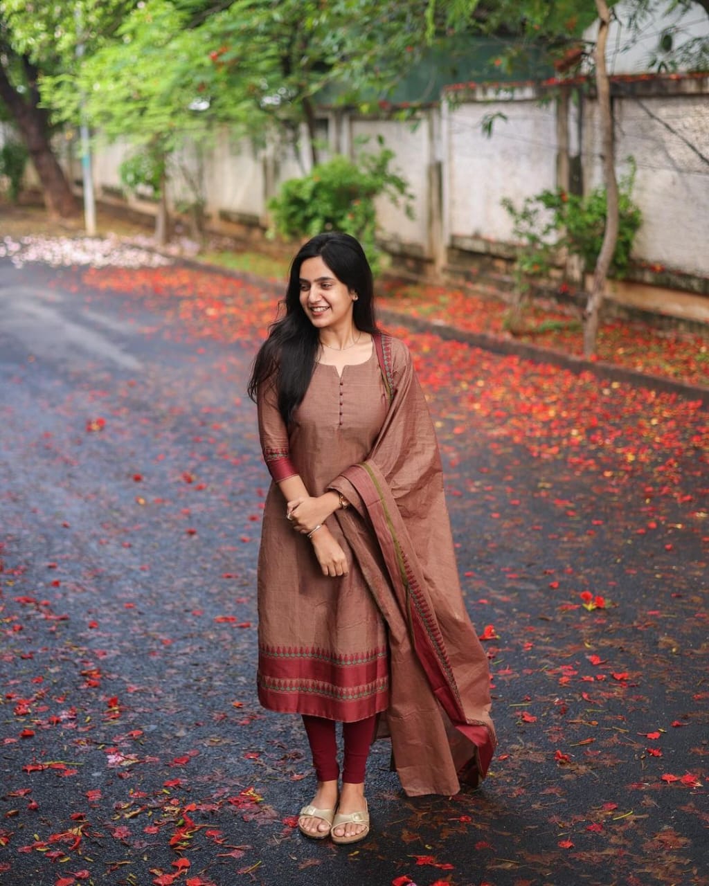 Elegant Kanchi Cotton Suit Set :3 piece suit(top,bottom&dupatta)