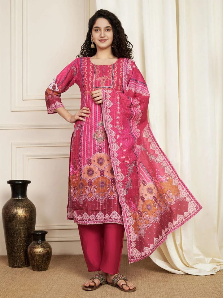 Softy Muslin Pakistani Suit Set :3 piece suit(top,bottom&dupatta)