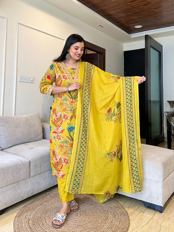 New Cotton Suit Sets :3 piece suit(top,bottom&dupatta)