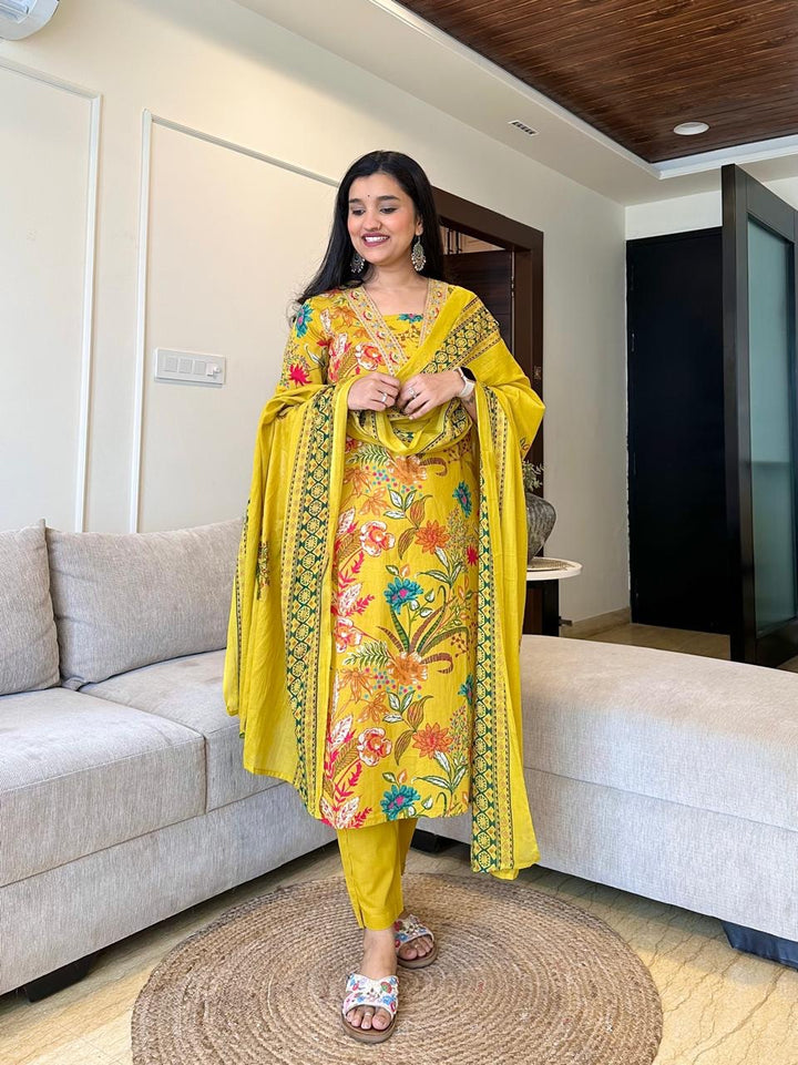New Cotton Suit Sets :3 piece suit(top,bottom&dupatta)