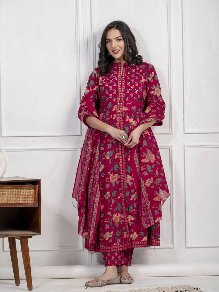 PURE COTTON KURTA SET :3 piece suit(top,bottom&dupatta)
