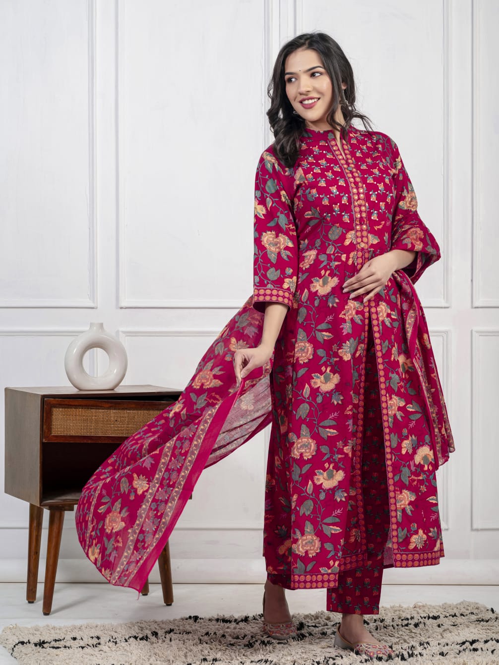 PURE COTTON KURTA SET :3 piece suit(top,bottom&dupatta)