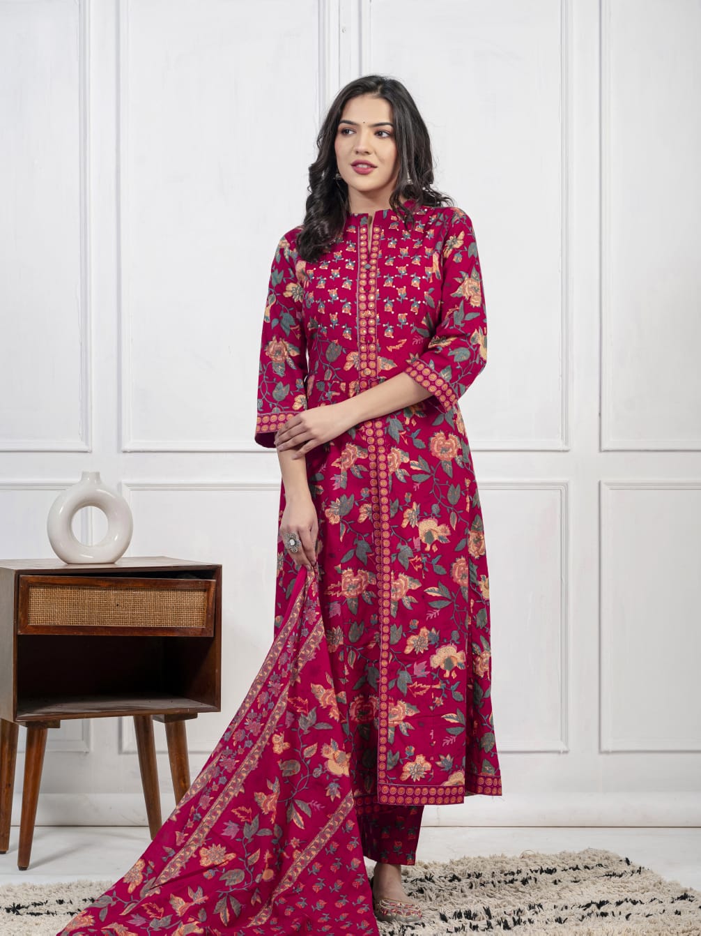 PURE COTTON KURTA SET :3 piece suit(top,bottom&dupatta)