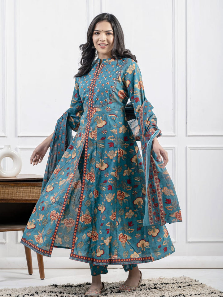 PURE COTTON KURTA SET :3 piece suit(top,bottom&dupatta)