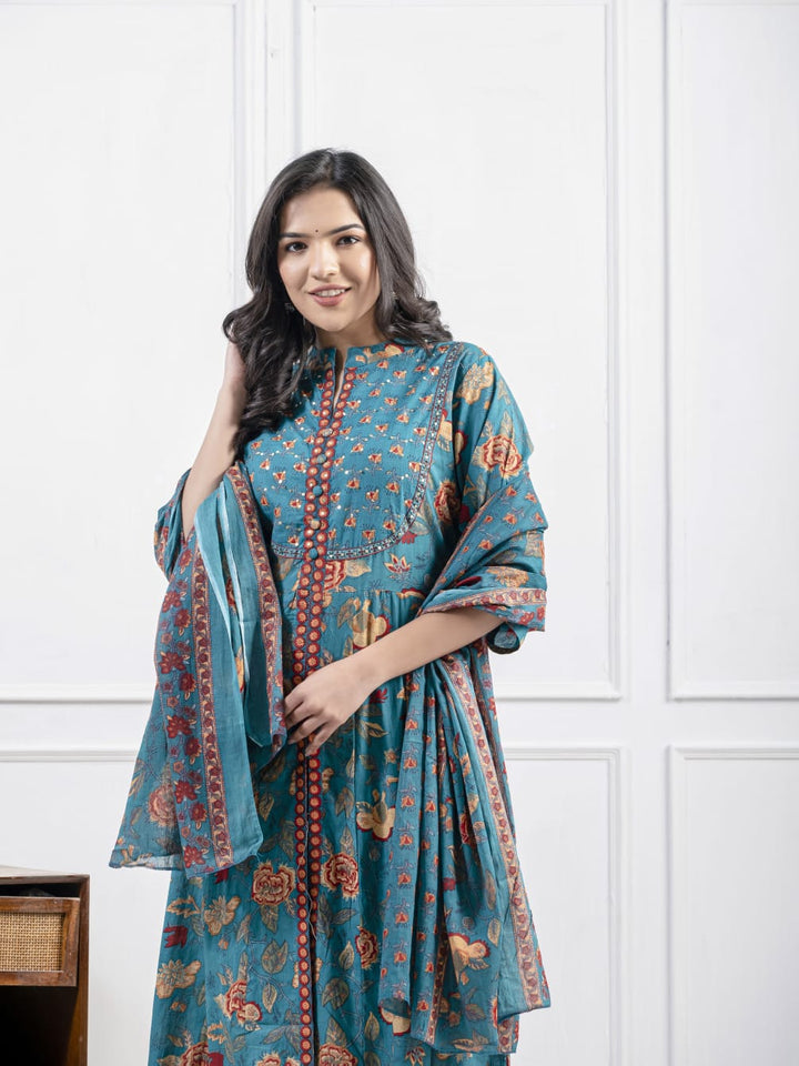 PURE COTTON KURTA SET :3 piece suit(top,bottom&dupatta)
