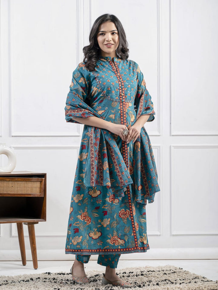 PURE COTTON KURTA SET :3 piece suit(top,bottom&dupatta)