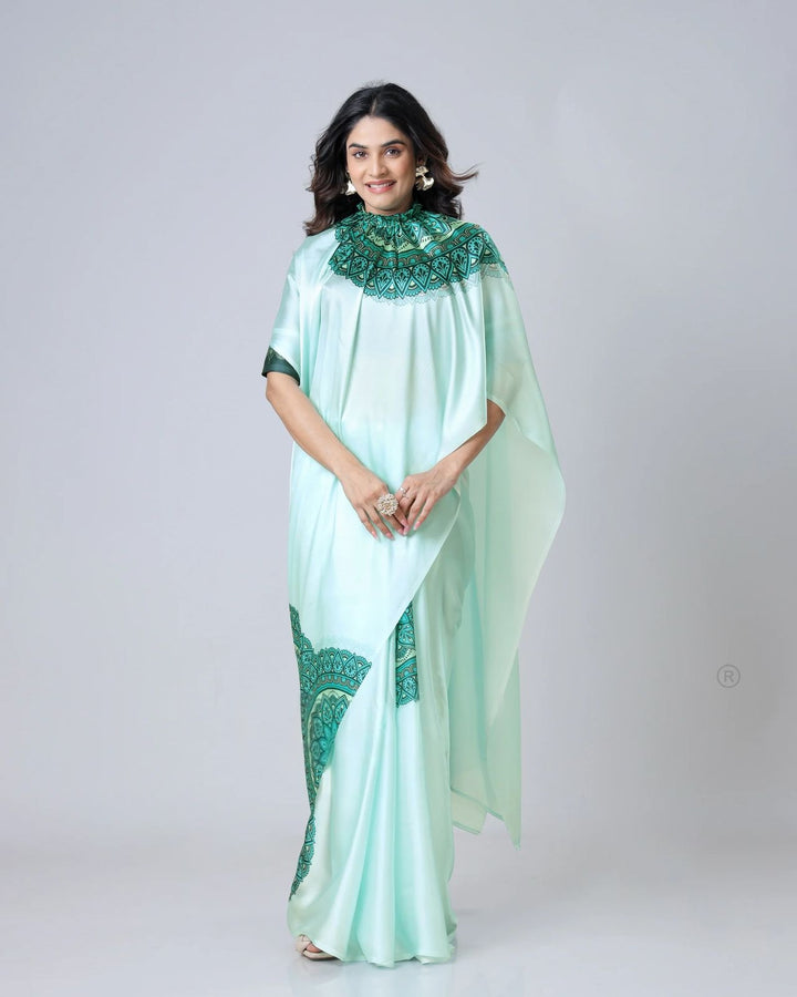 Pure Smooth Crepe Satin Silk Digital Print Saree