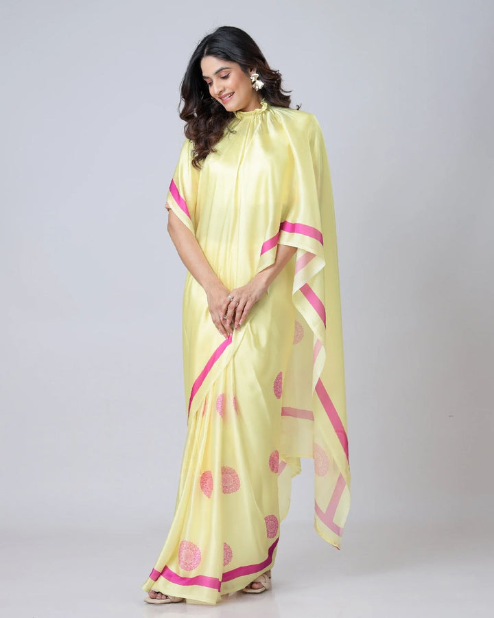 Pure Smooth Crepe Satin Silk Digital Print Saree