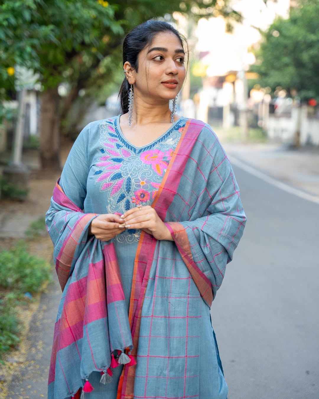 Elevate Your Style with Our Classy Handloom A-Line Kurti Set :3 piece suit(top,bottom&dupatta)