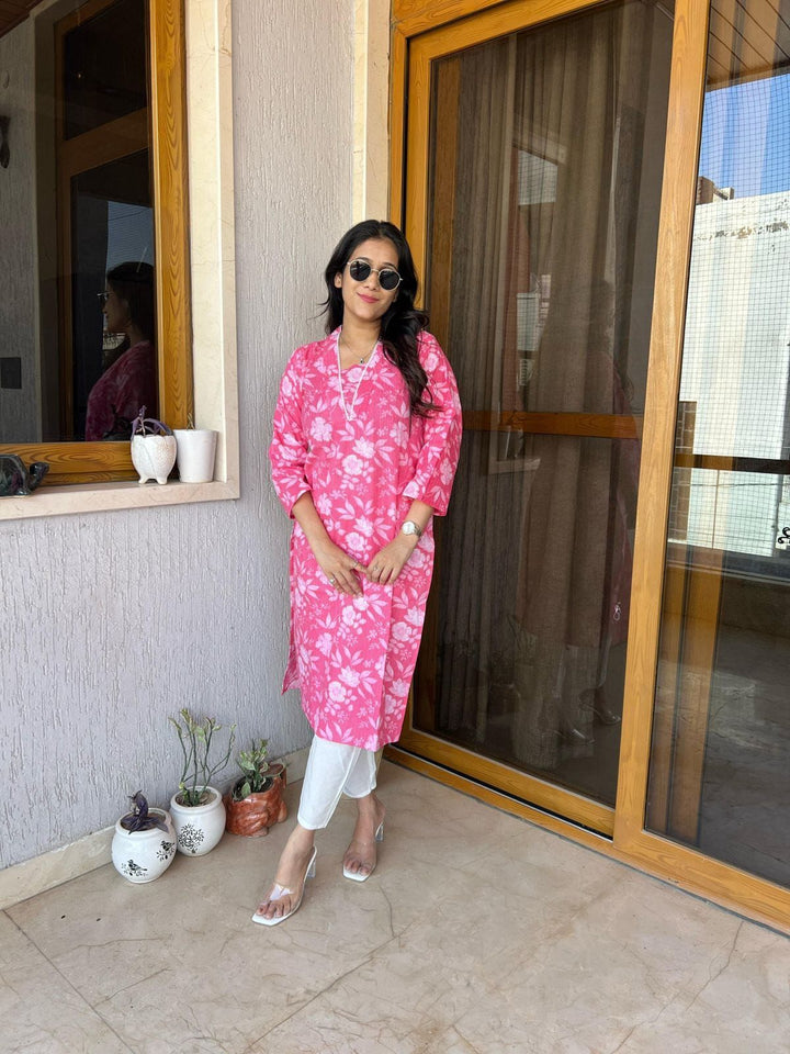 Presenting Everyday Comfort Heavy-Quality Cotton Kurti with Pant :3 piece suit(top,bottom&dupatta)