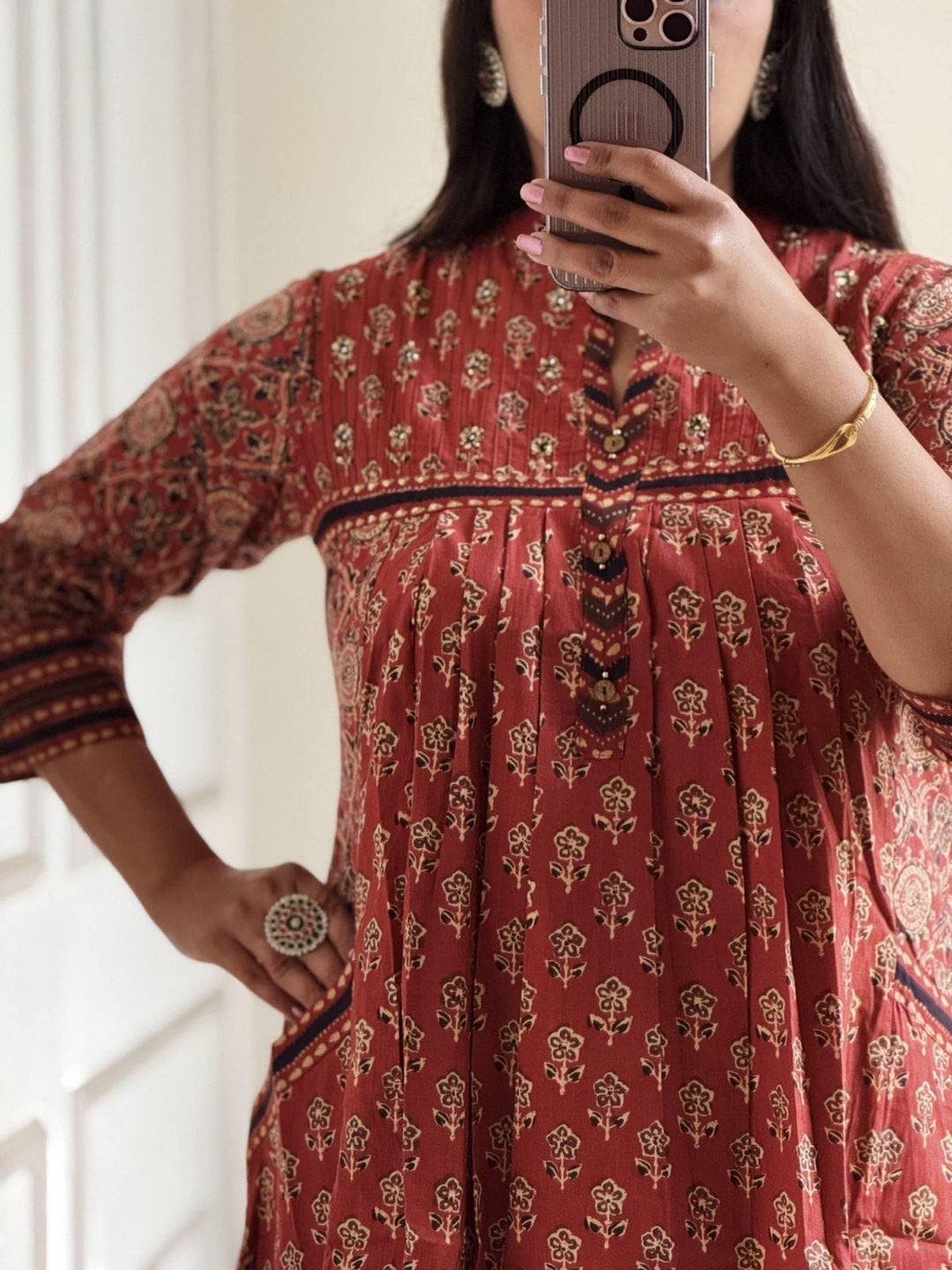 Everyday Grace Straight A-Line Kurta Set in Machine Print :3 piece suit(top,bottom&dupatta)