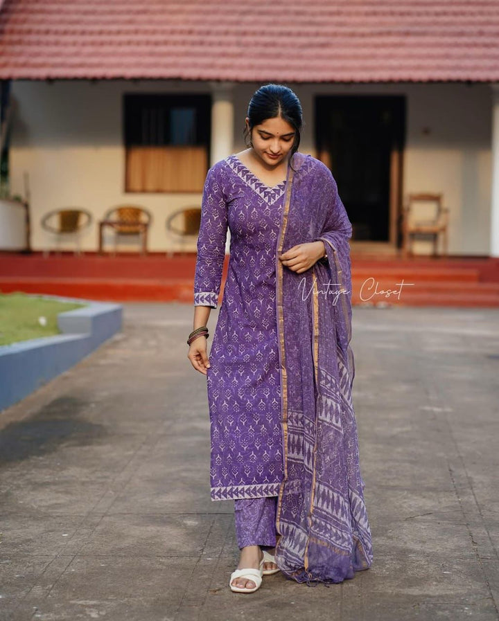 Stay Stylish Cool in Our Polka-Dot Printed A-Line Kurti Set :3 piece suit(top,bottom&dupatta)