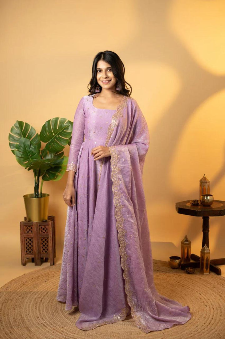 New Chinnon Anarkali with Embroidery & Border Dupatta :3 piece suit(top,bottom&dupatta)