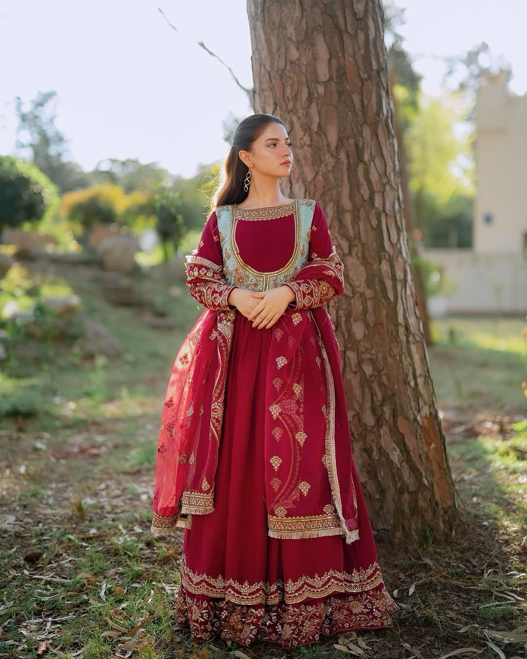 Elegant Embroidered Faux Georgette Gown with Dupatta Set