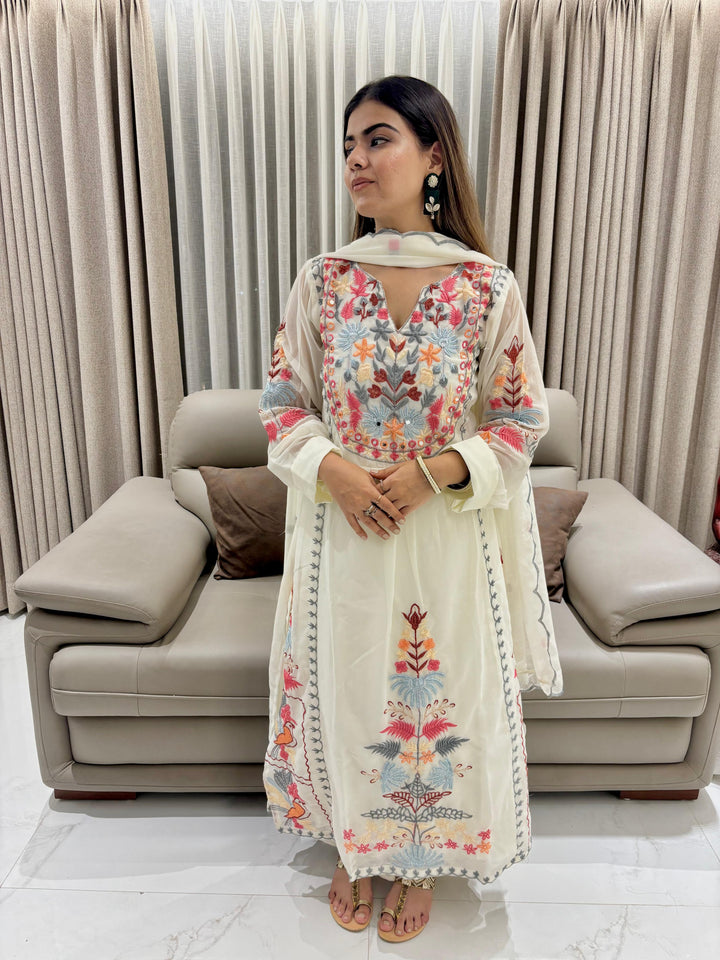Timeless Full Embroidery Work Kurta Ensemble.