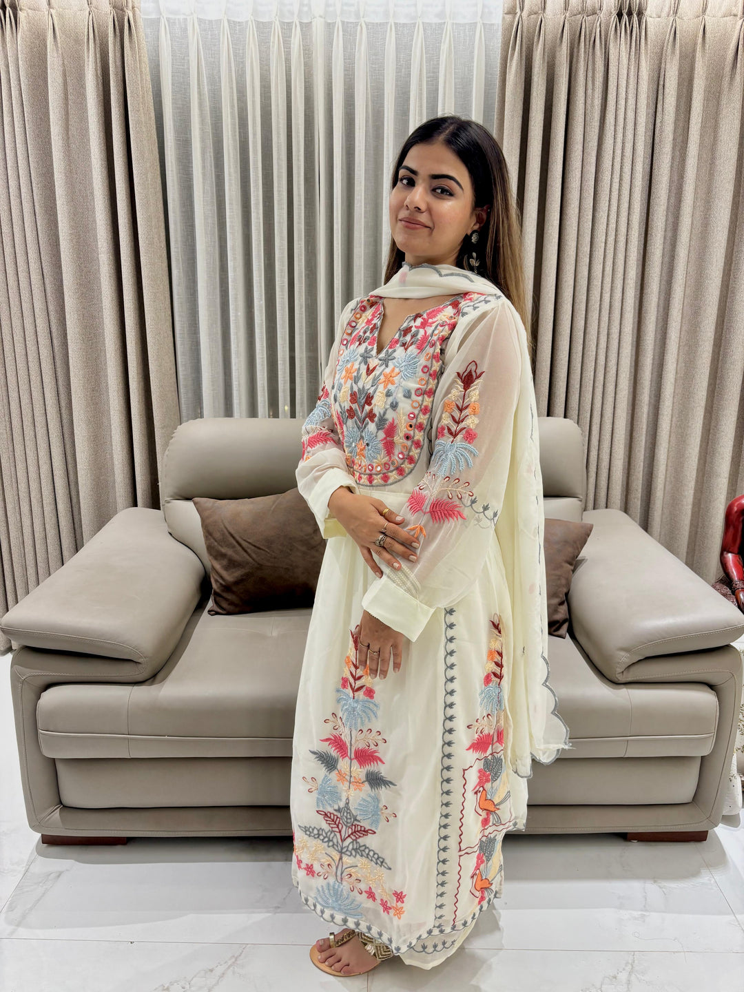 Timeless Full Embroidery Work Kurta Ensemble.