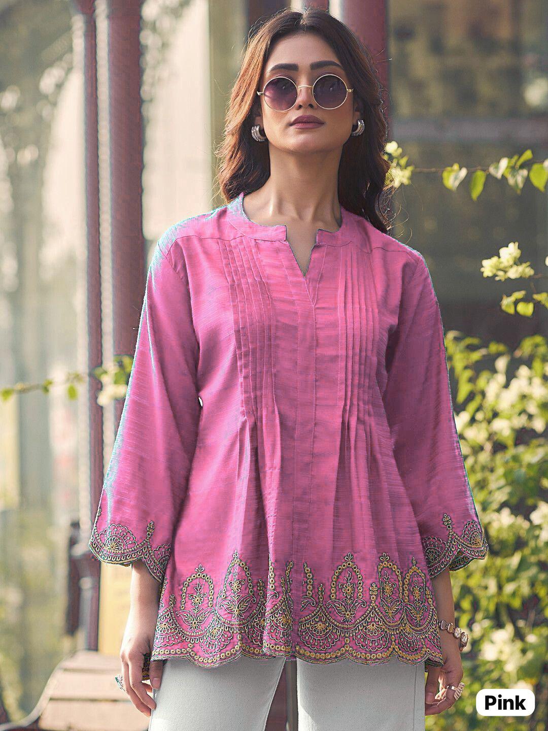 Trending Short-Length Heavy Rayon Slub with Embroidery Cut Work