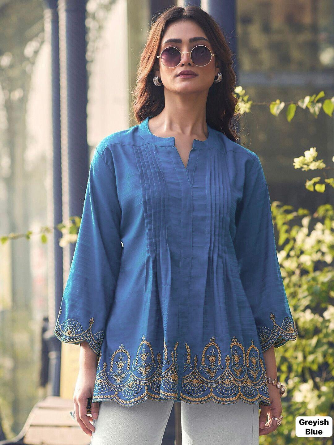 Trending Short-Length Heavy Rayon Slub with Embroidery Cut Work
