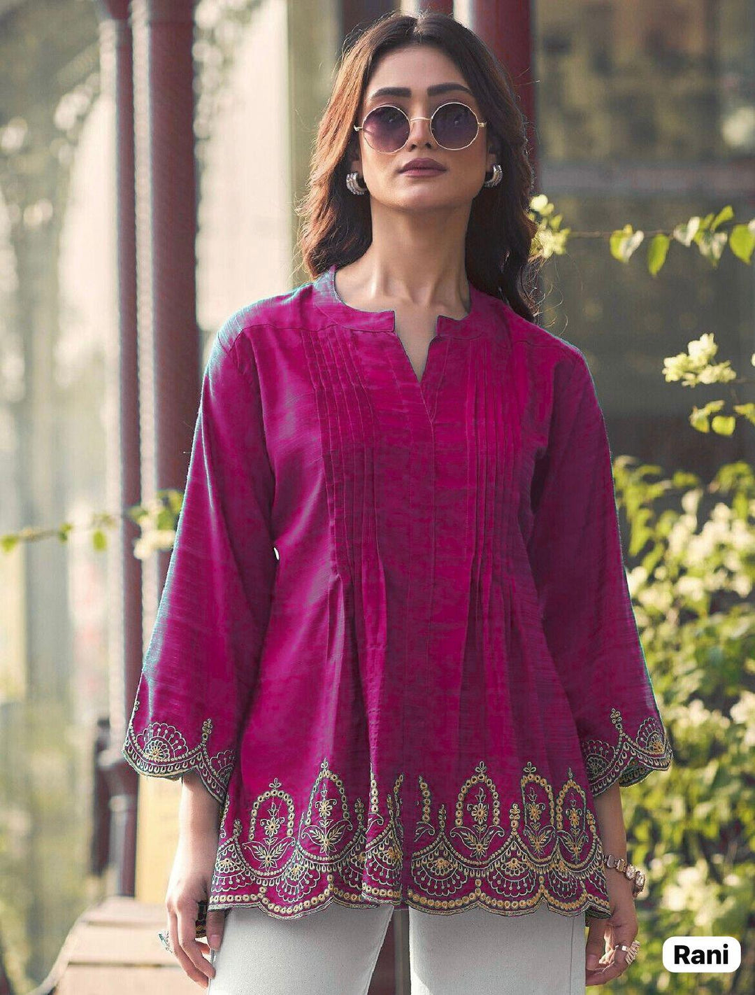 Trending Short-Length Heavy Rayon Slub with Embroidery Cut Work