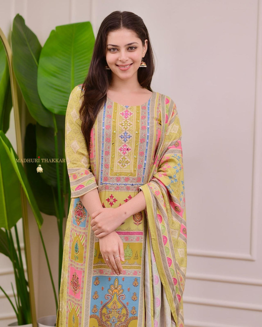 Exclusive Yellow Satin Kurti Pant With Dupatta