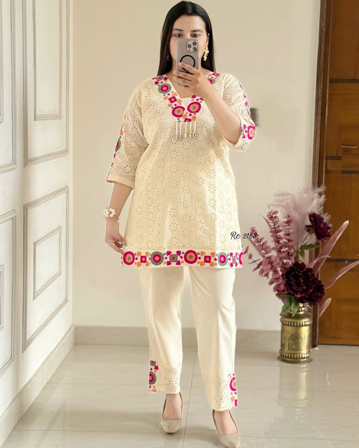 New White Premium Designer Co-ord Set