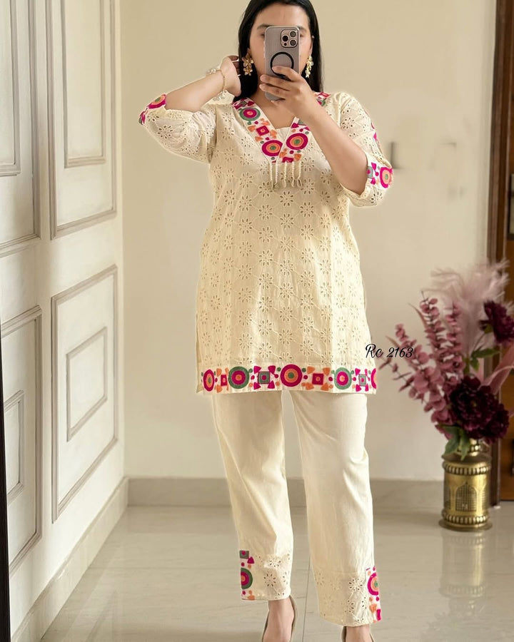 New White Premium Designer Co-ord Set