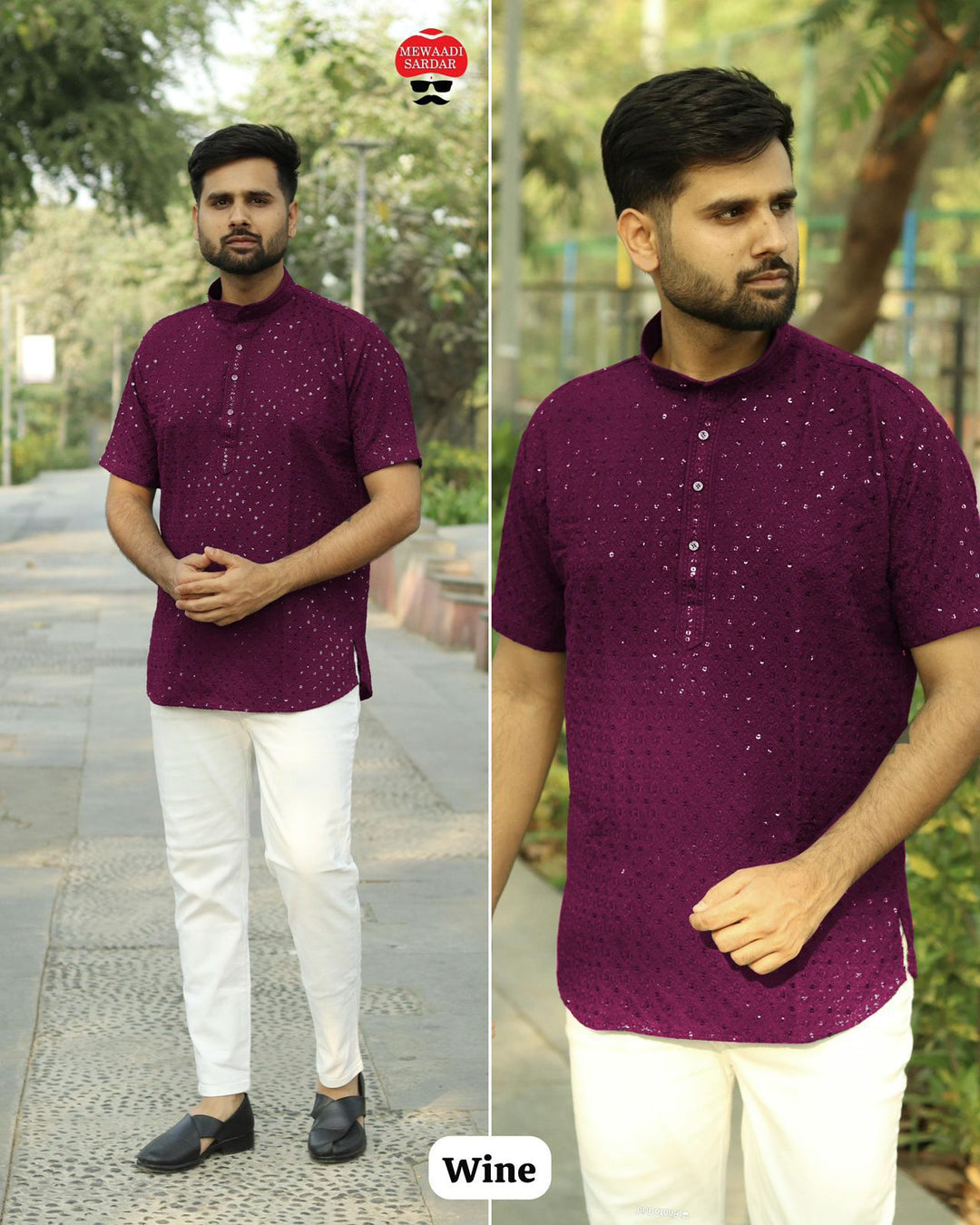 Stylish Short Kurta in Chikan Work Fabric