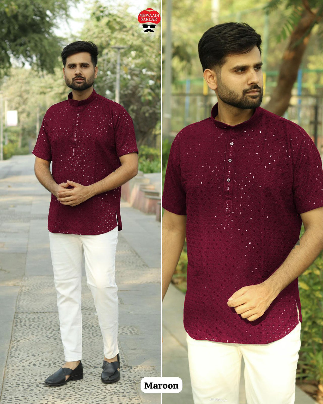 Stylish Short Kurta in Chikan Work Fabric