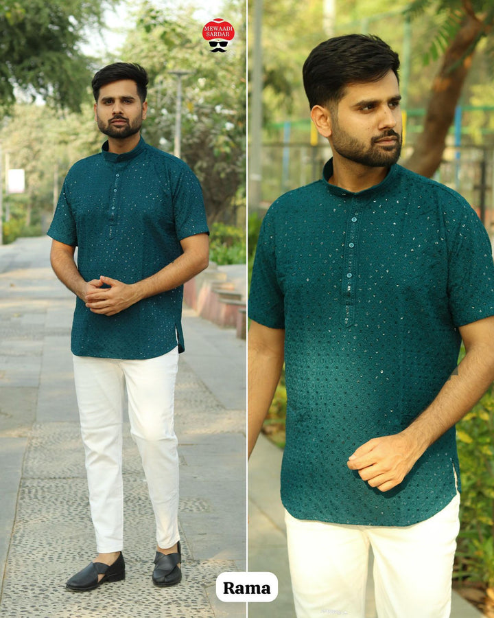 Stylish Short Kurta in Chikan Work Fabric