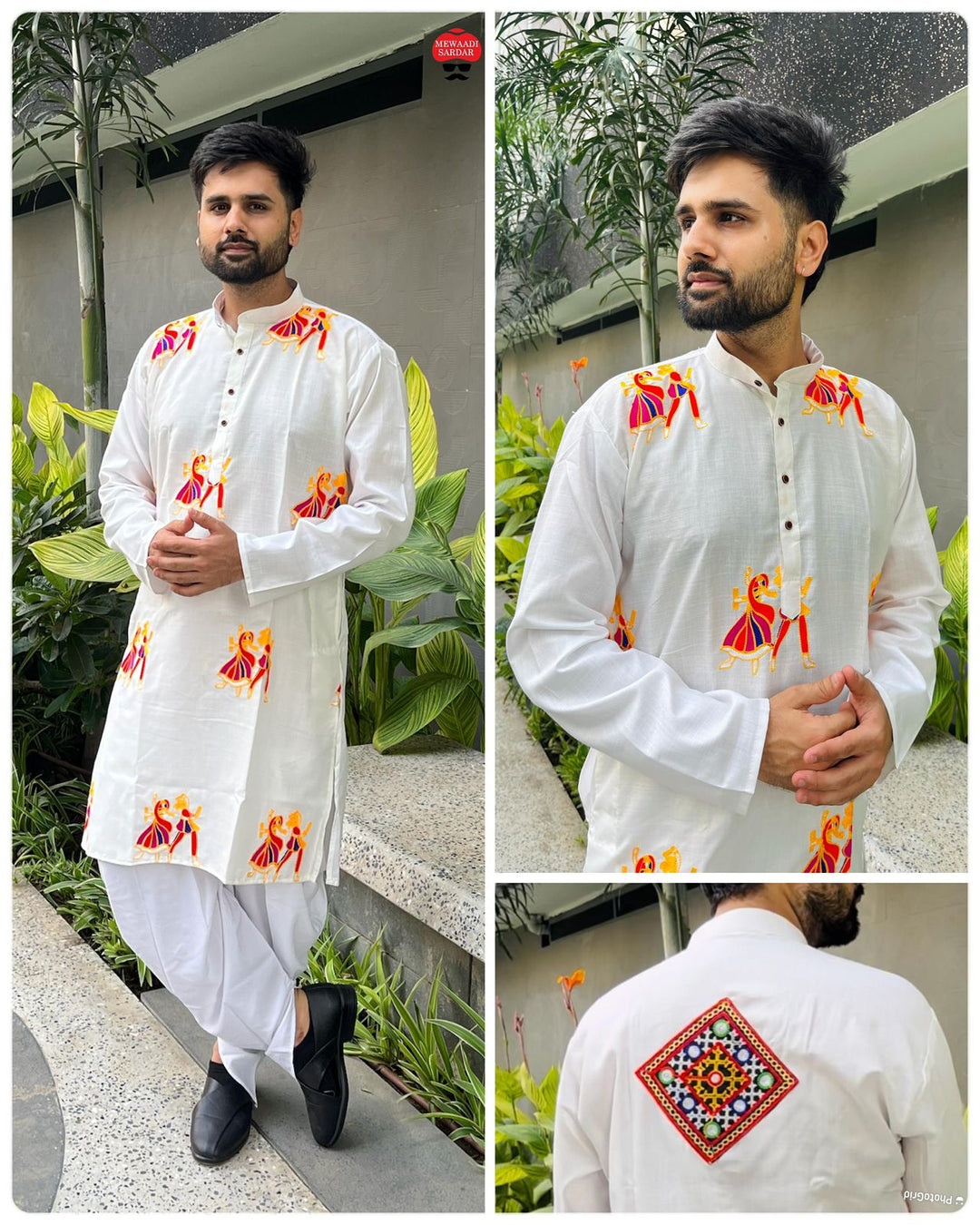 Exclusive Cotton Embroidered Kurta with Premium Silk Dhoti