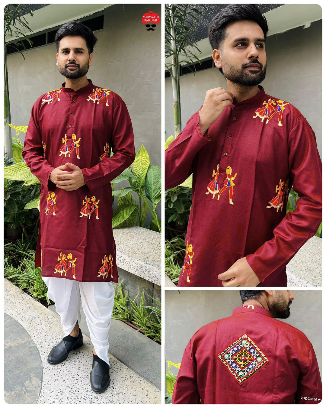 Exclusive Cotton Embroidered Kurta with Premium Silk Dhoti