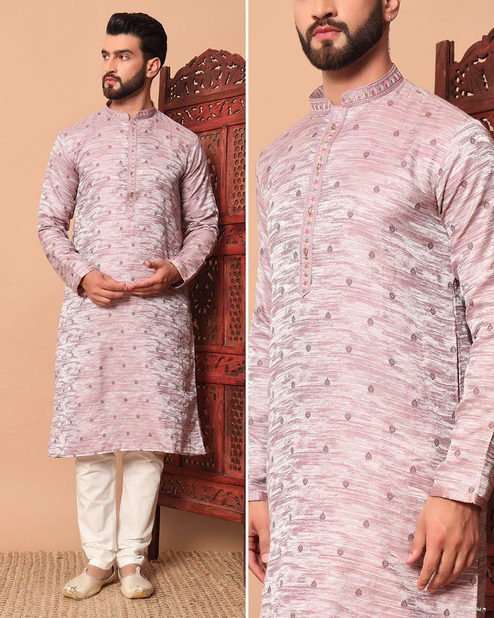Elegant Jacquard Kurta with Sequins Work & Raymond Cotton Pyjama