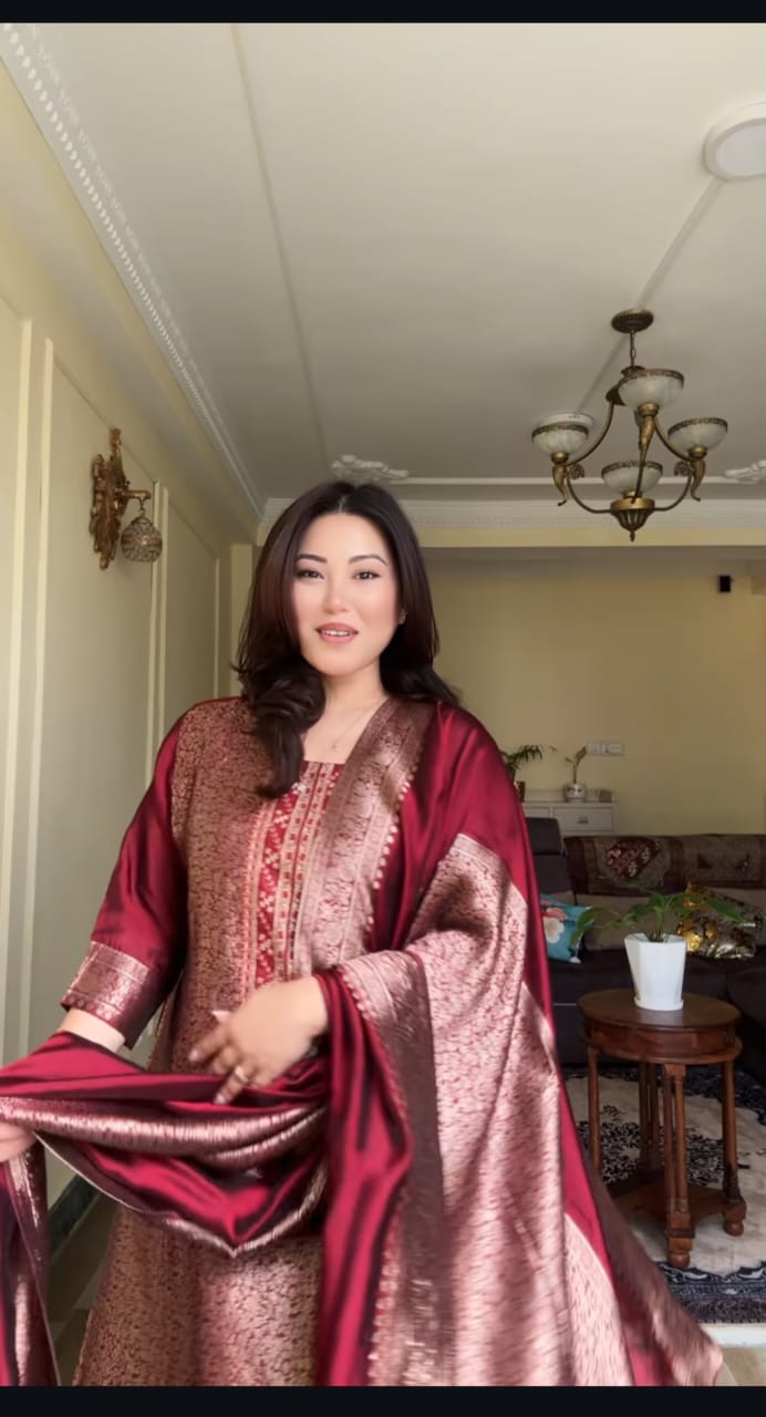 Maroon Pure Banarasi Suit Set