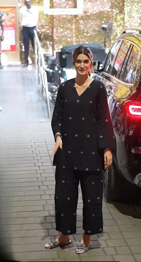 Pure Cotton Black Printed Co-Ord Set