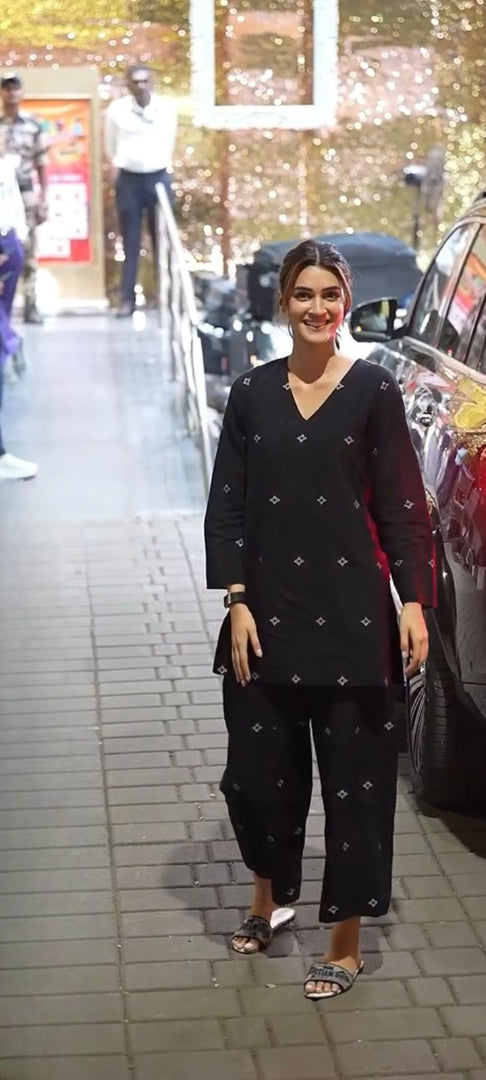 Pure Cotton Black Printed Co-Ord Set