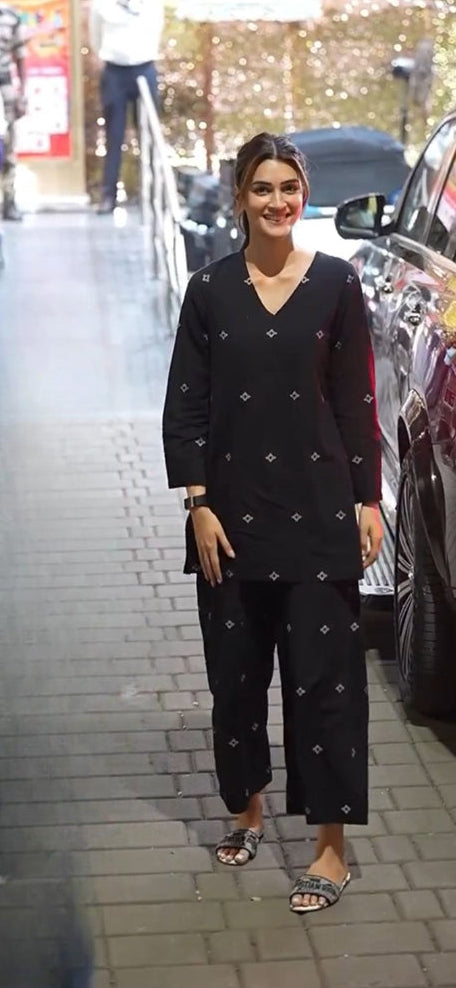 Pure Cotton Black Printed Co-Ord Set