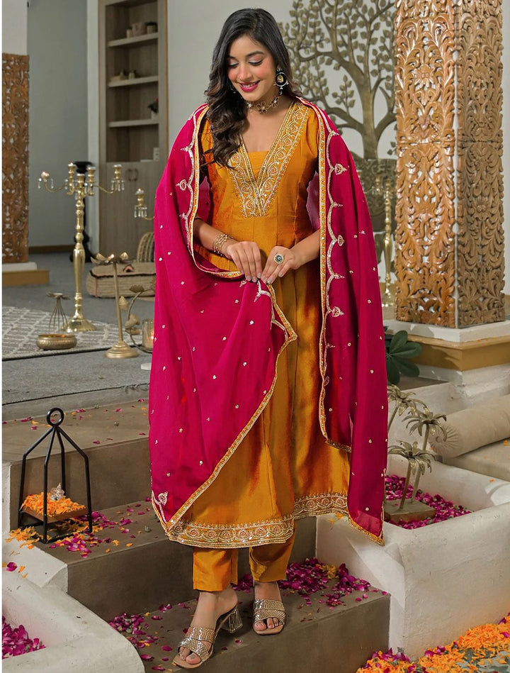 Royal Vichitra Silk Embroidered Kurta Set