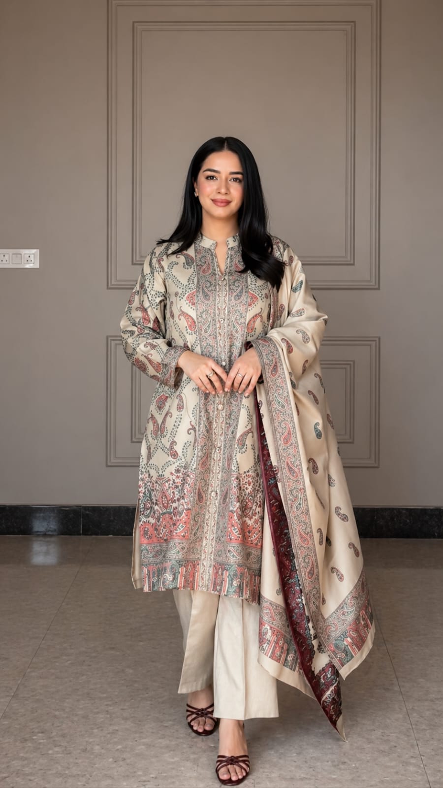 Berry Silk Ready-Made Suit Set