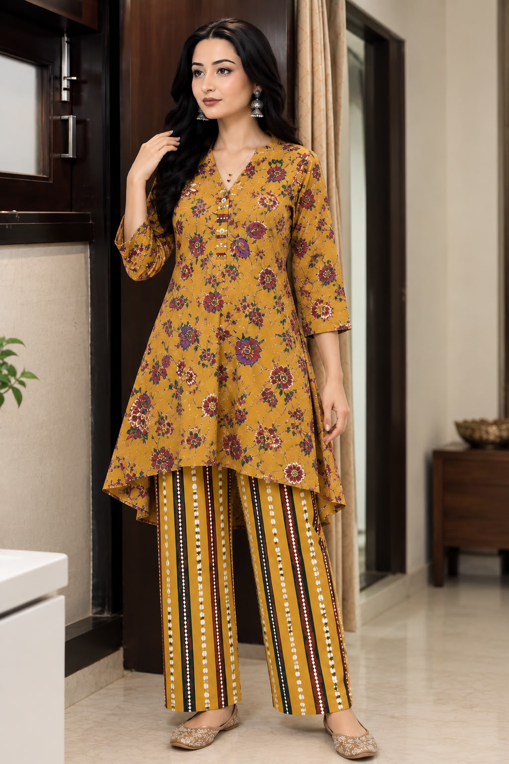 Mustard Bloom Pure Cotton Co-Ord Set