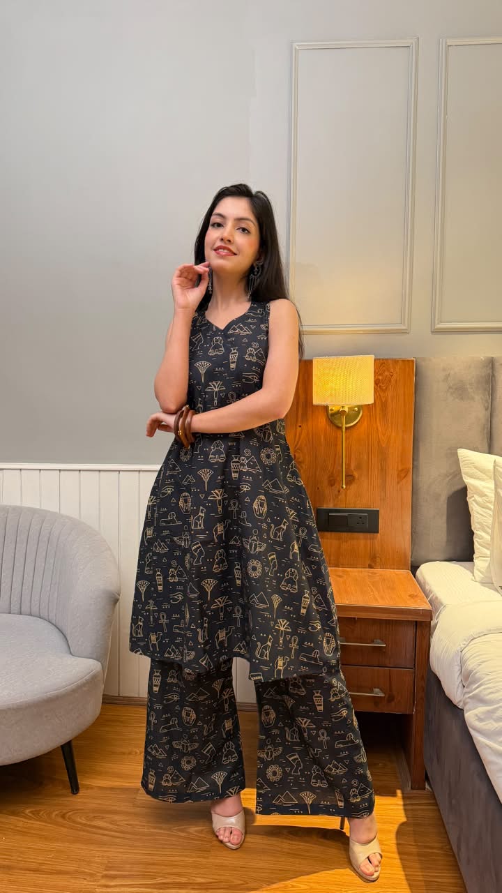 Premium Black & Gold Printed Co-Ord Sets