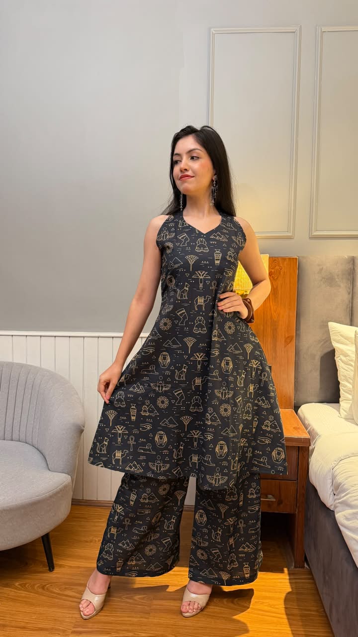 Premium Black & Gold Printed Co-Ord Sets