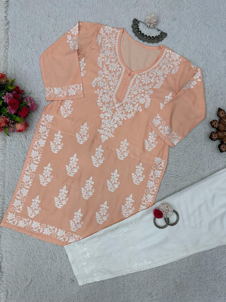 NEW REYON KURTA WITH PANT SET