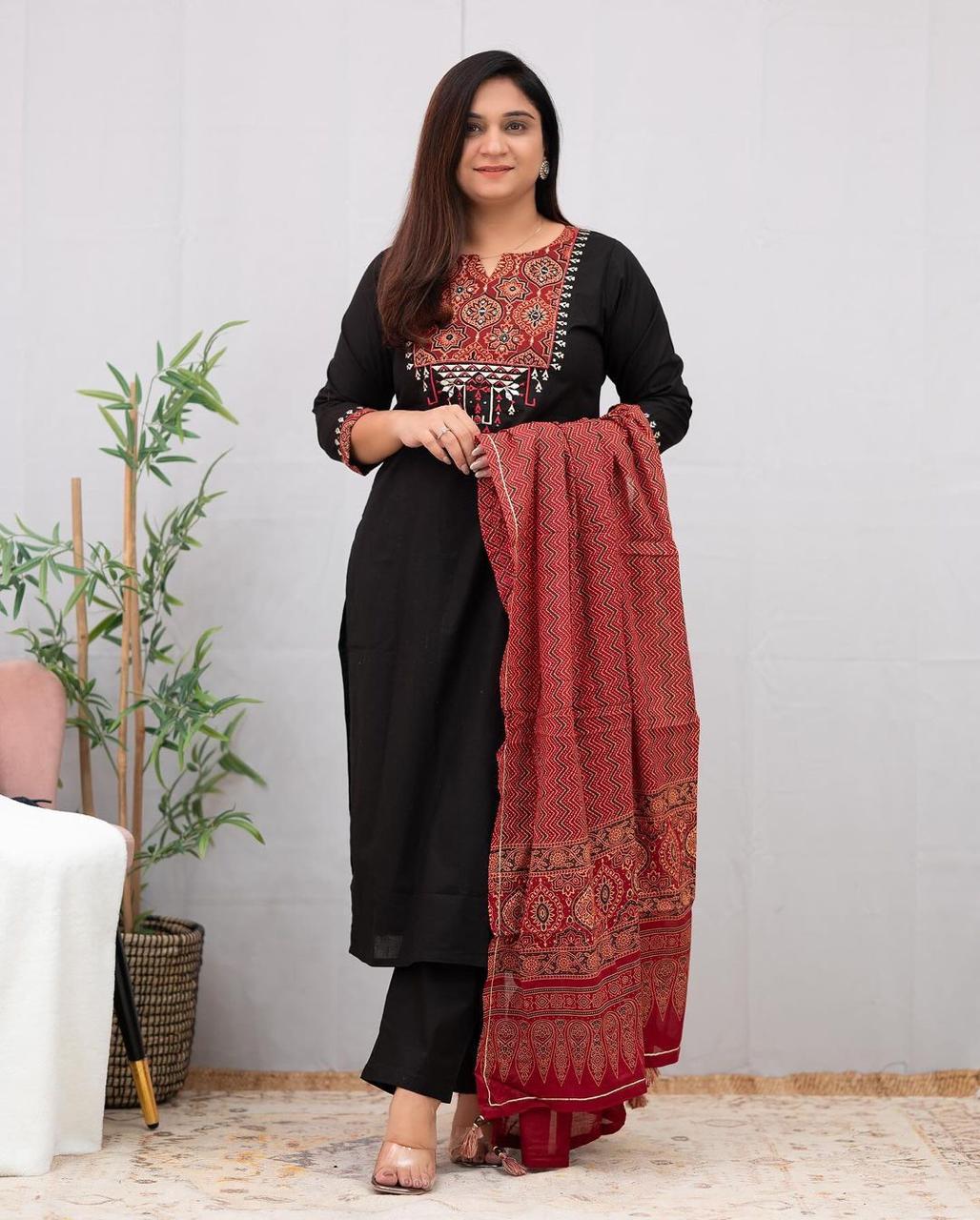 REYON KURTA WITH COTTON DUPATTA SET