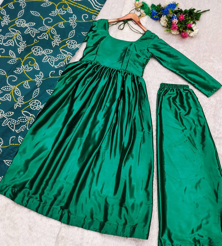 Liza Silk Anarkali With Digital Printed Dupatta :3 piece suit(top,bottom&dupatta)