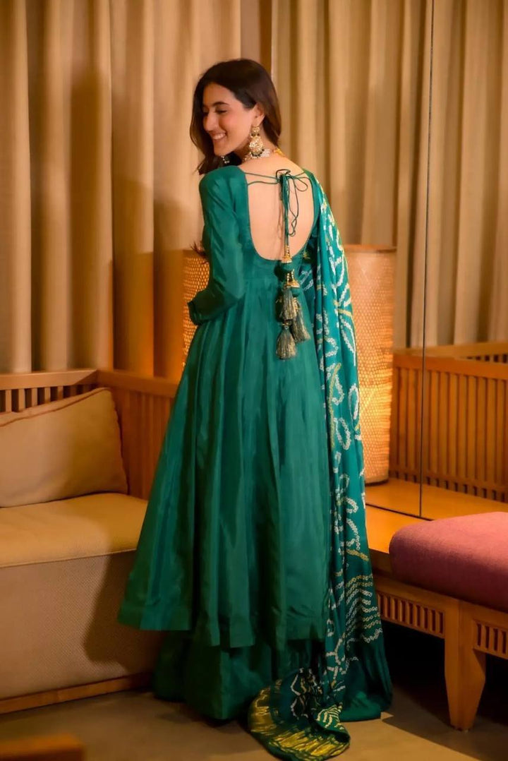 Liza Silk Anarkali With Digital Printed Dupatta :3 piece suit(top,bottom&dupatta)