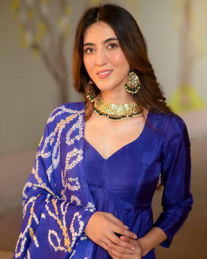 Liza Silk Anarkali With Digital Printed Dupatta :3 piece suit(top,bottom&dupatta)