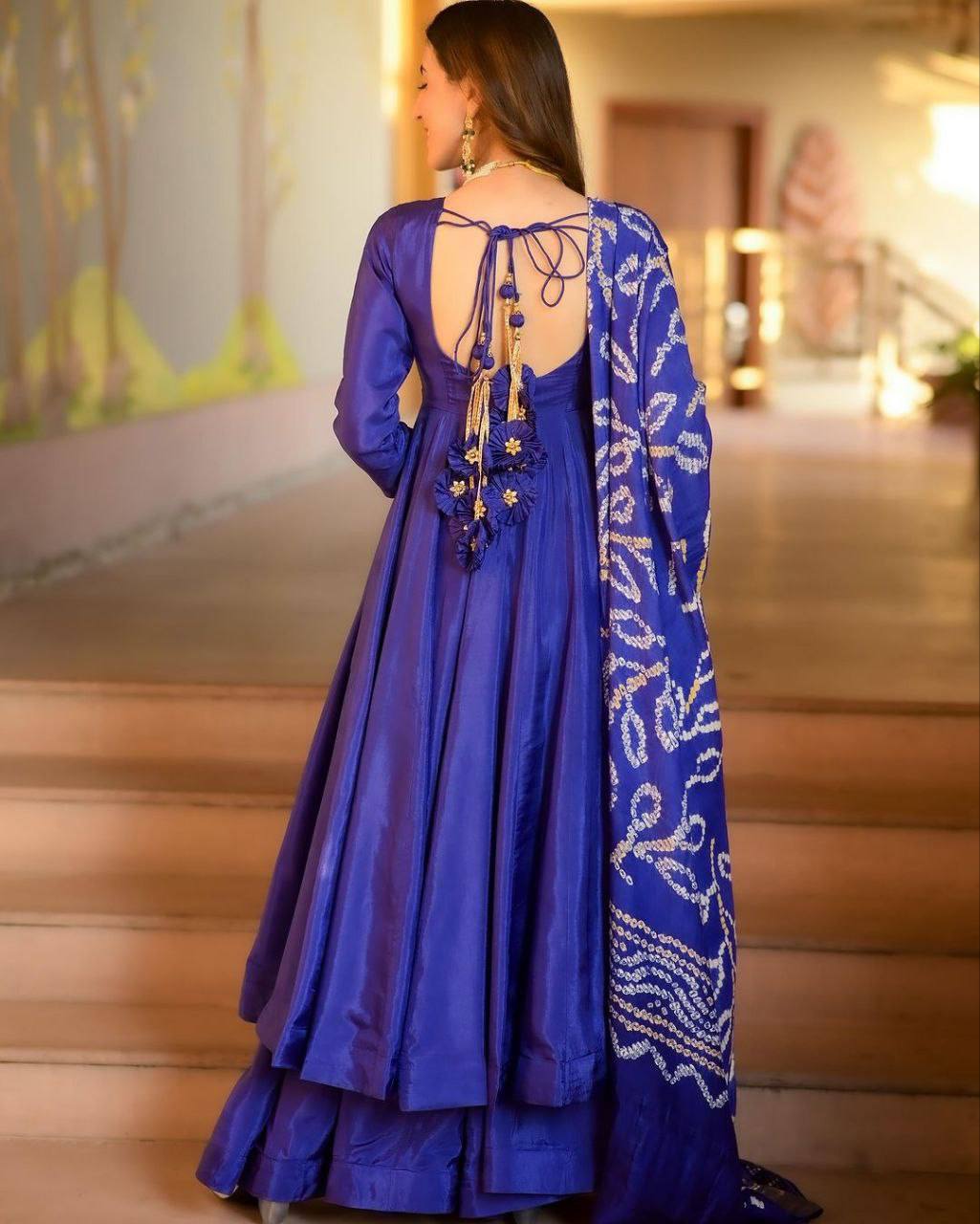 Liza Silk Anarkali With Digital Printed Dupatta :3 piece suit(top,bottom&dupatta)